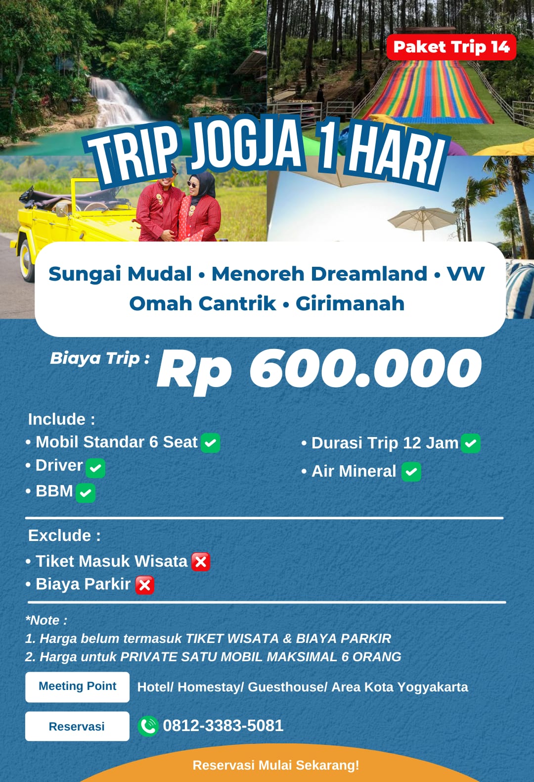 Paket wisata Jogja 1 hari Trip 14: Sungai Mudal, Menoreh Dreamland, VW Omah Cantrik, Girimanah