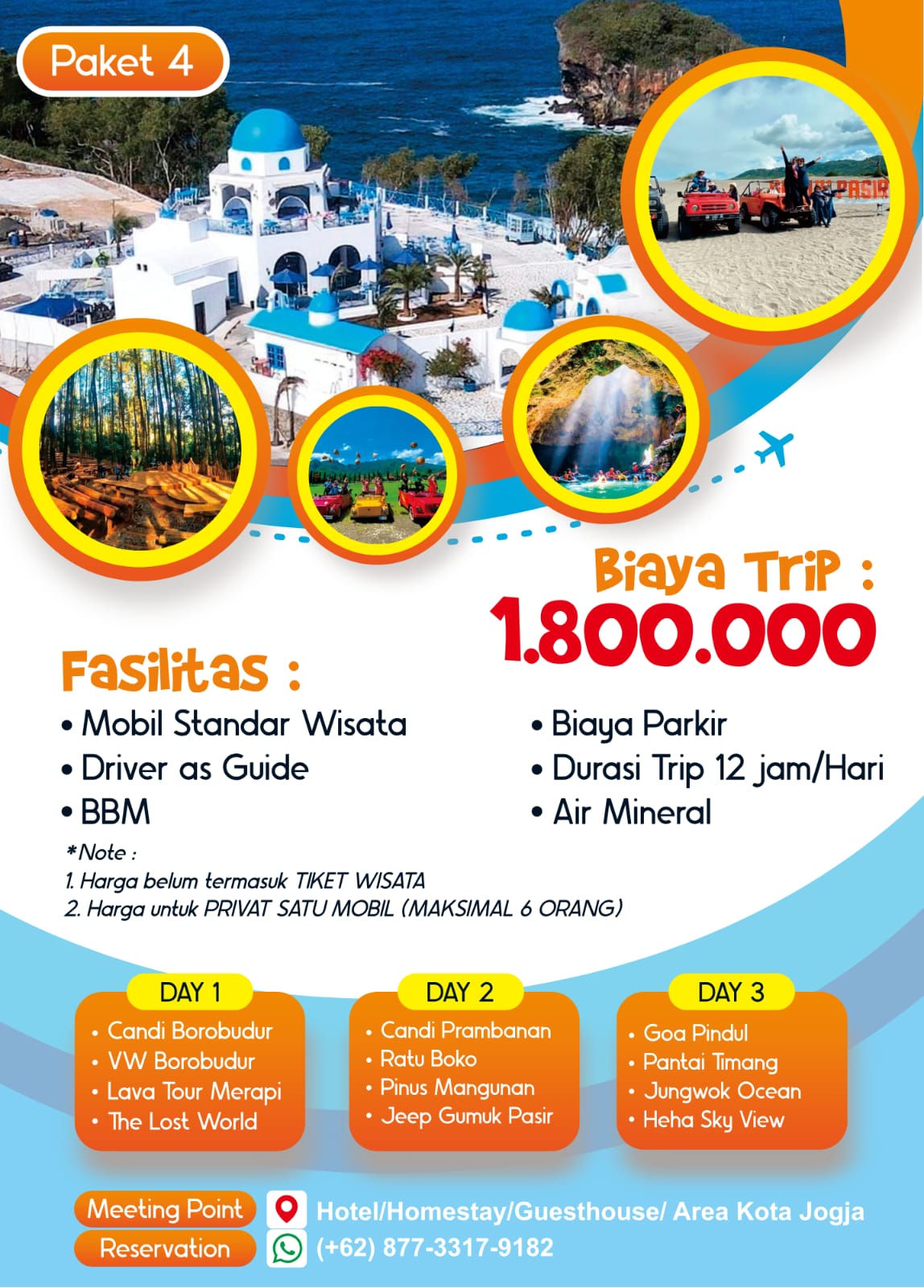 Paket wisata Jogja 3 hari 4 (custom itinerary)